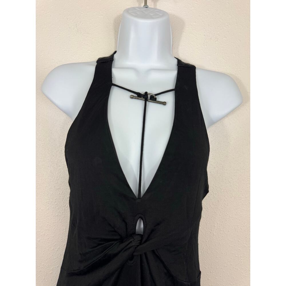 Free People Black Halter Maxi Dress S Knot Front Racerback - Picture 5 of 8